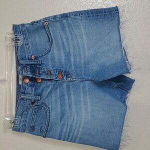 Madewell Denim Cut-Off High Rise Shorts Size 24 Festival Beach Summer Bl…